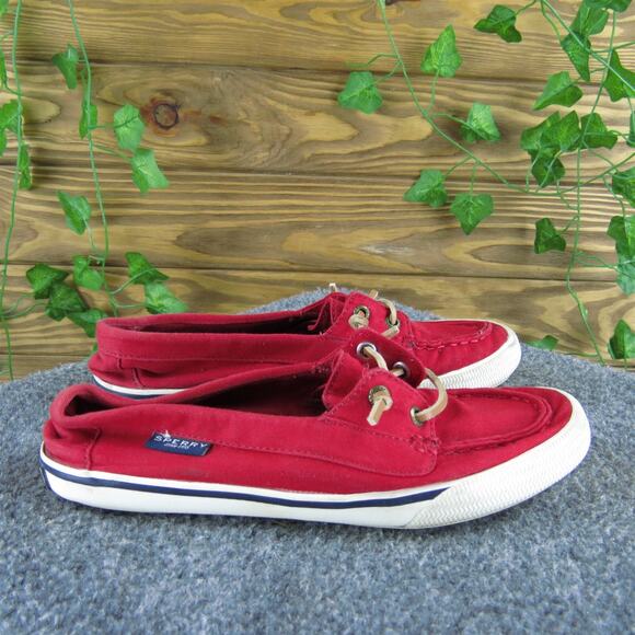 SPERRY Women's Boat Shoe Red Fabric‎ Sz 6 Medium Used 2025 - Picture 3 of 6
